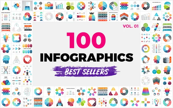 100 Best-Selling Vector Infographic Elements - Σετ 1. Πρότυπα παρουσίασης. Ιδανικό για κάθε βιομηχανία από τα social media και τις startups έως την οικολογία και τη δημιουργική σκέψη. — Διανυσματικό Αρχείο