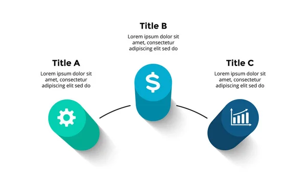 3D Vector Perspective Infographic. Plantilla de presentación. 3 opciones de paso. Concepto gráfico. Diseño gráfico de información creativa colorida. — Archivo Imágenes Vectoriales