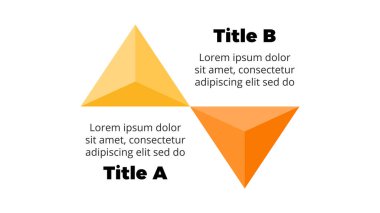 2 adım için bilgi grafikleri, seçenekler. Sunum kaydırma şablonu. Üçgenler üst ve alt.