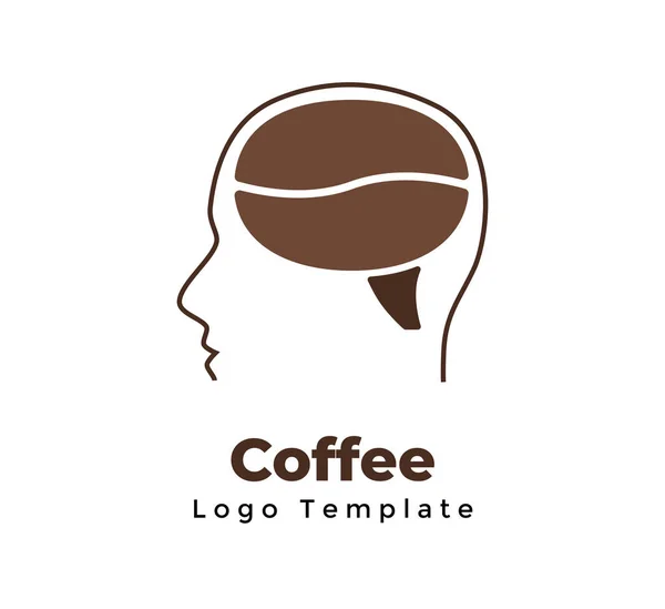 Vector Kaffeebohnen Logo-Vorlage. Abstraktes menschliches Kopfzeichen. Kreatives Denken. Modernes minimalistisches Symbol. Gehirngrafik. Webikone. — Stockvektor