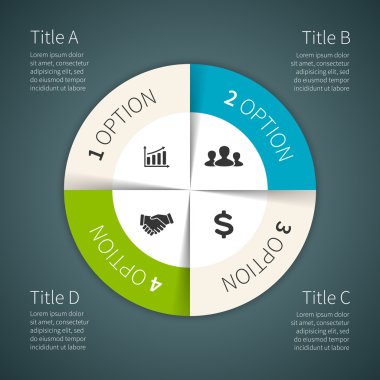 Daire Infographic vektör. Diyagramı, grafik, tanıtım ve grafik şablonu. Seçenekler, parçalar, adımları veya işlemler ile iş kavramı. arka plan.