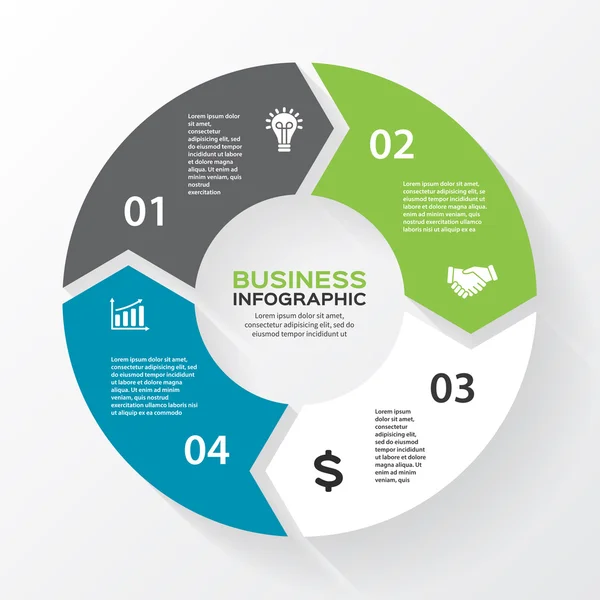 Vector cirkel pijlen voor infographic. sjabloon voor grafiek, diagram, grafiek en presentatie. businessconcept met 4 opties, onderdelen, stappen of processen. abstracte achtergrond. — Stockvector