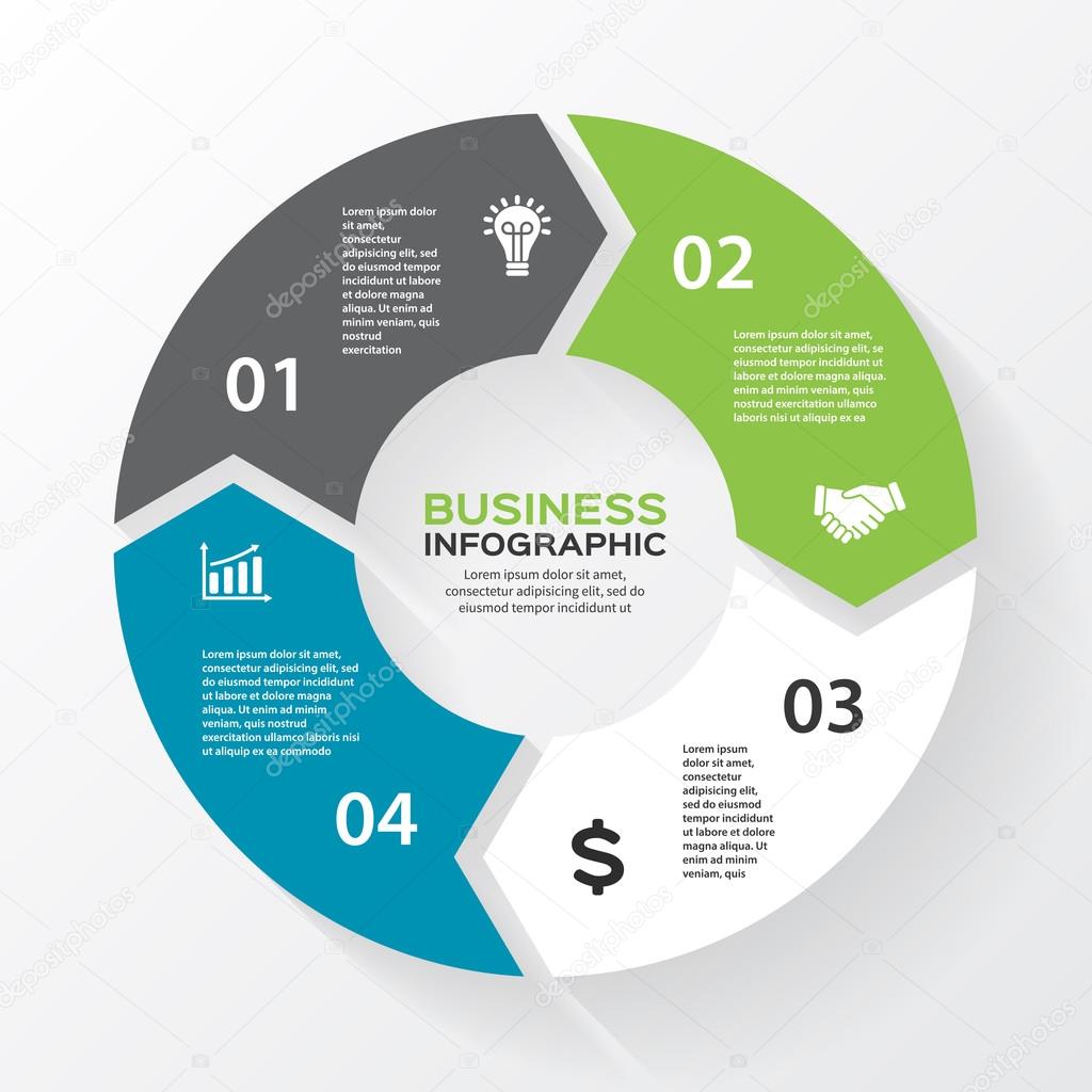 Vector circle arrows for infographic. Template for diagram, graph, presentation and chart. Business concept with 4 options, parts, steps or processes. Abstract background.