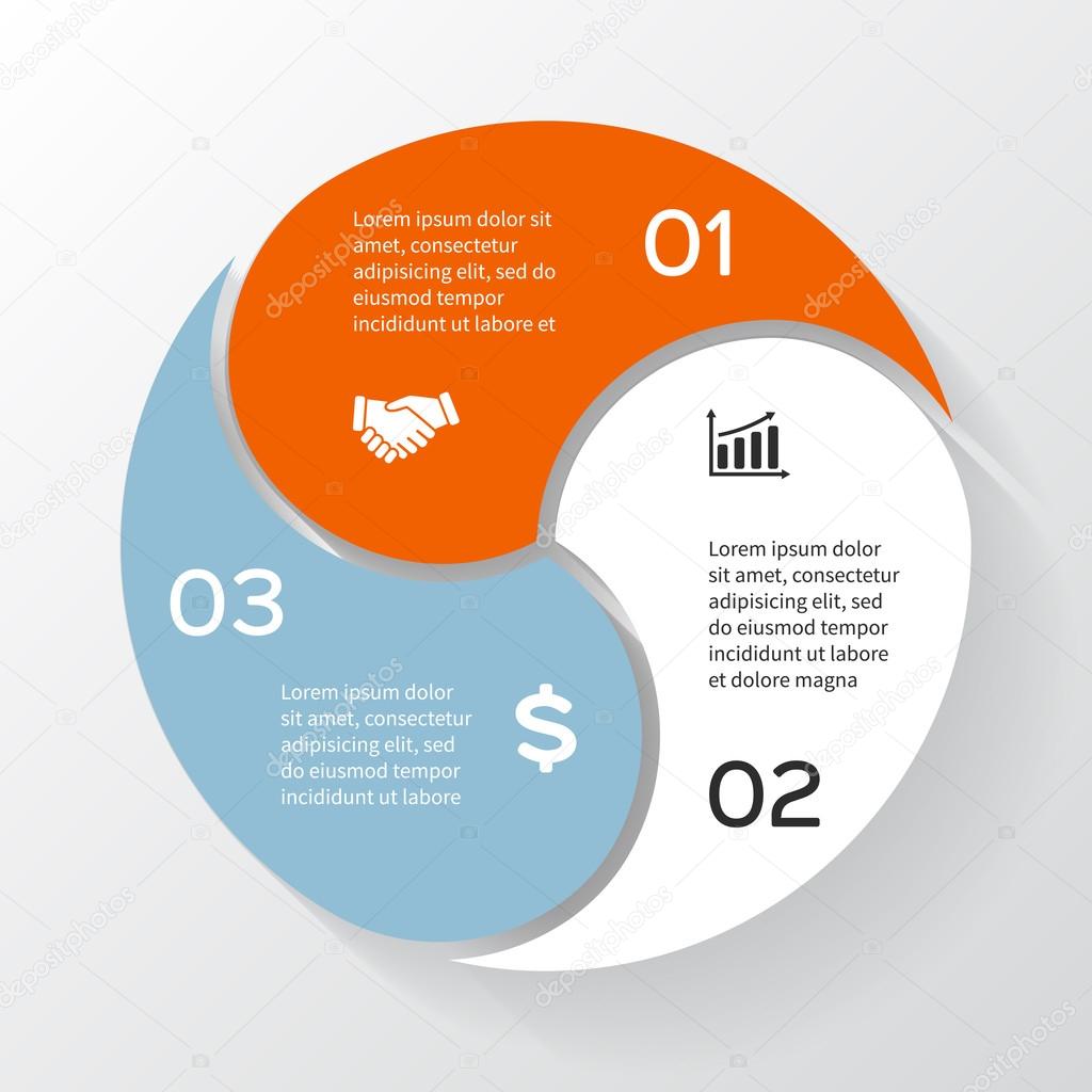 Vector circle infographic. Template for diagram, graph, presentation and chart. Business concept with 3 options, parts, steps or processes. Abstract background.