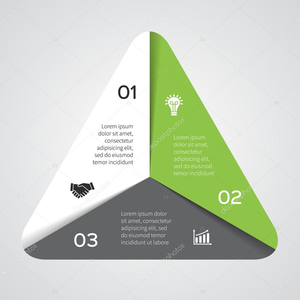 Vector triangle infographic. Template for diagram, graph, presentation and chart. Business concept with 3 options, parts, steps or processes. Abstract background.