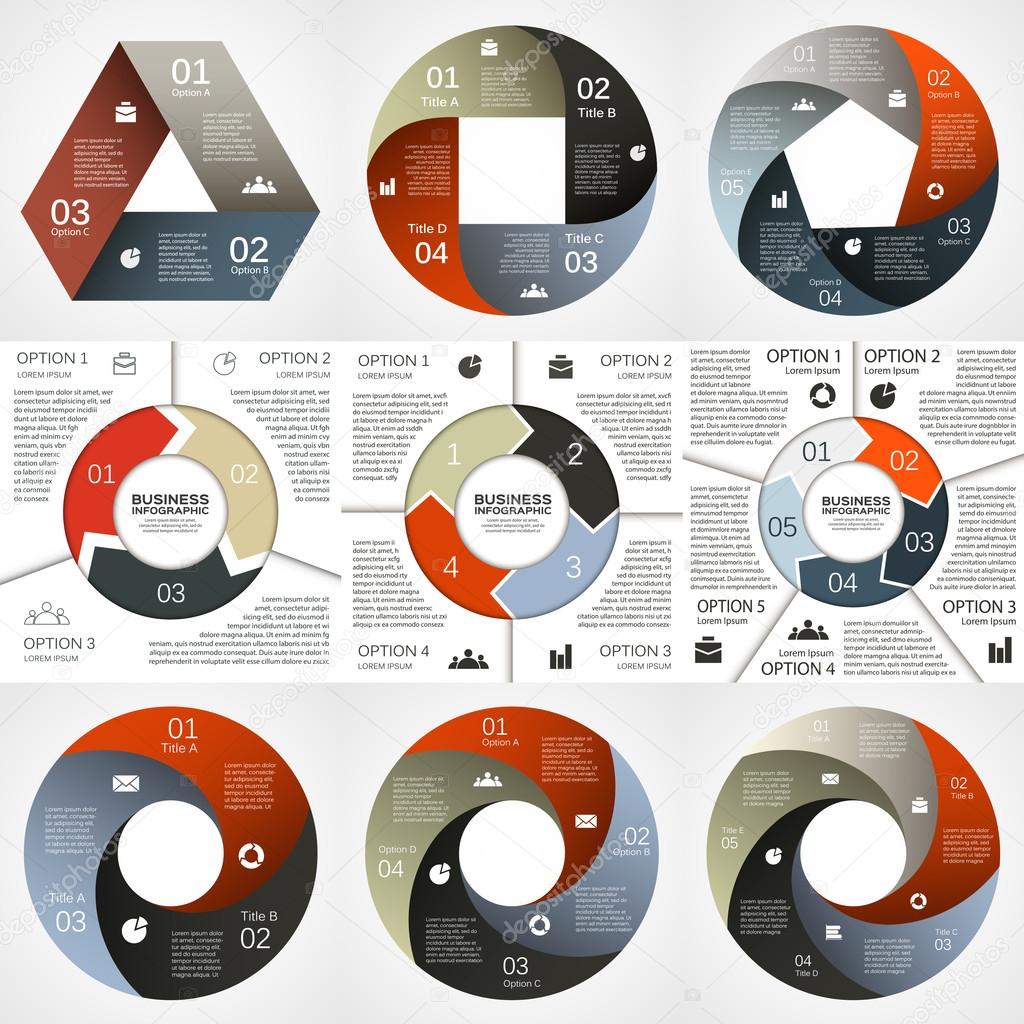 Vector circle infographic. Template for diagram, graph, presentation and chart. Business concept with 3, 4, 5 options, parts, steps or processes. Abstract background.