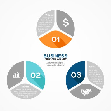 Daire Infographic vektör. Diyagramı, grafik, tanıtım ve grafik şablonu. iş kavramı 3 seçenekleri, parçalar, adımları veya işlemler. arka plan.
