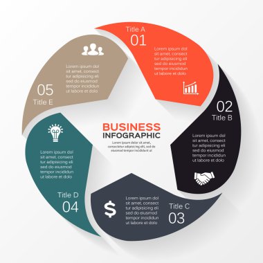 Daire yıldız Infographic vektör. Diyagramı, grafik, tanıtım ve grafik şablonu. iş kavramı 5 seçenekleri, parçalar, adımları veya işlemler. arka plan.