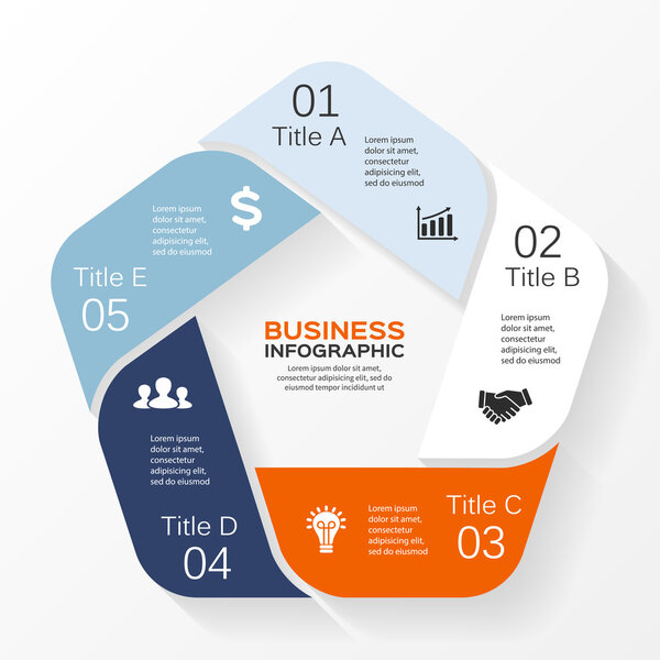 Vector circle infographic. Template for diagram, graph, presentation and chart. Business concept with 5 options, parts, steps or processes. Abstract background.