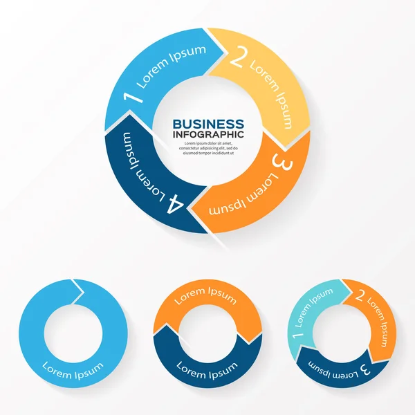 Infográfico de setas do círculo vetorial. Modelo para diagrama, gráfico, apresentação e gráfico. Conceito de negócio com 1, 2, 3, 4 opções, peças, passos ou processos. Contexto abstrato . — Vetor de Stock