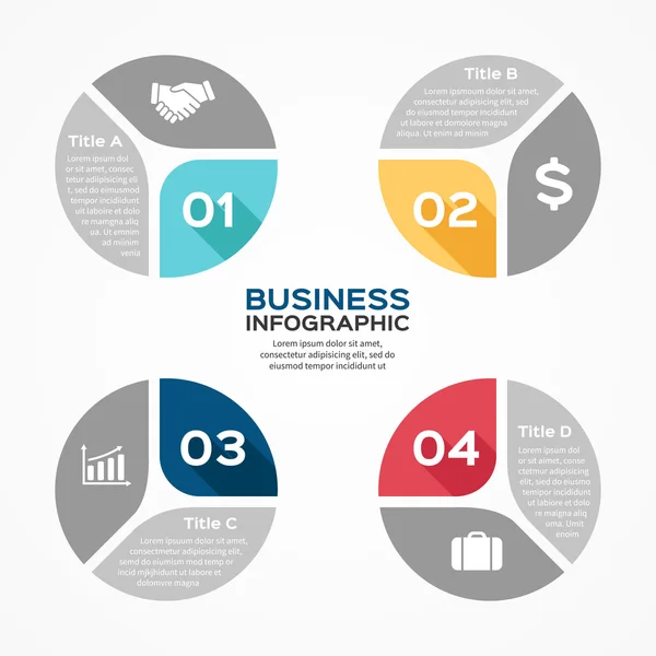 Infográfico do círculo vetorial. Modelo para diagrama, gráfico, apresentação e gráfico. Conceito de negócio com 4 opções, peças, passos ou processos. Contexto abstrato. — Vetor de Stock