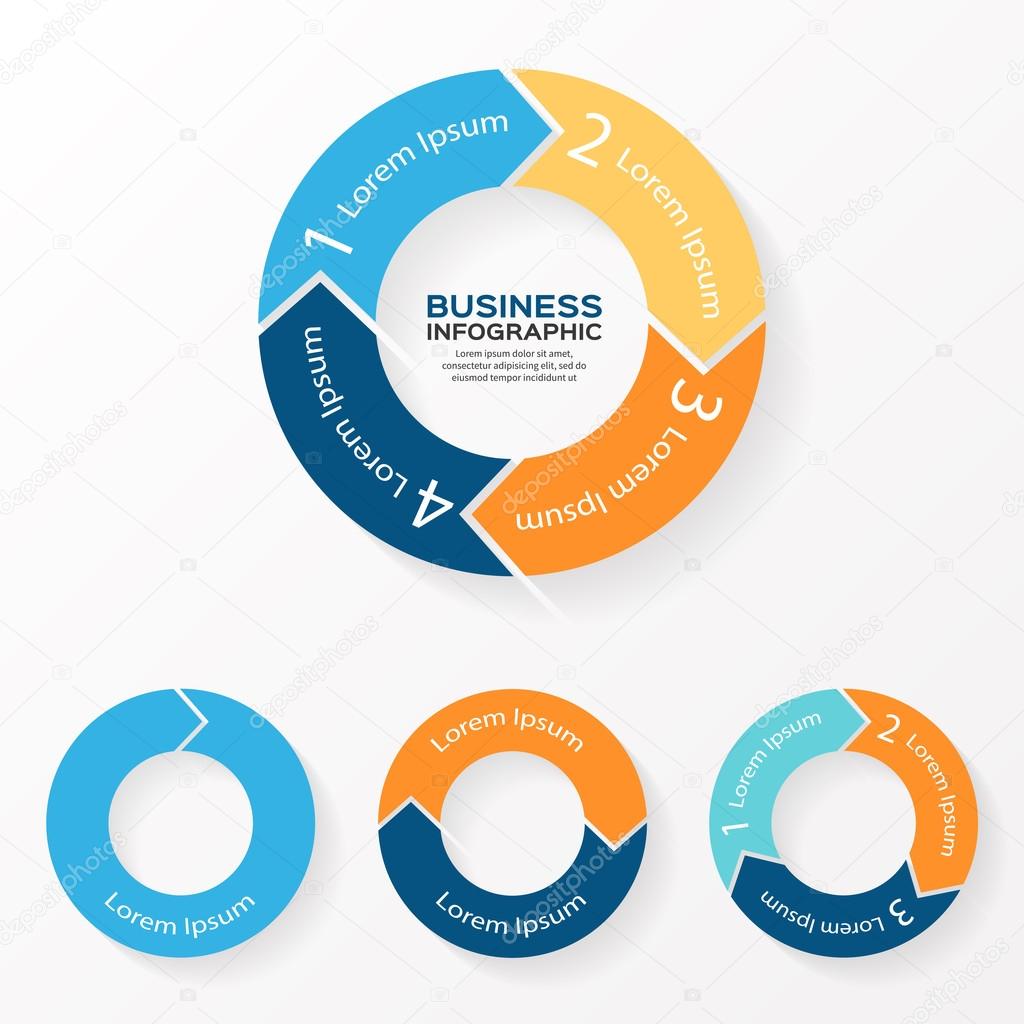 Vector circle arrows infographic. Template for diagram, graph, presentation and chart. Business concept with 1, 2, 3, 4 options, parts, steps or processes. Abstract background.