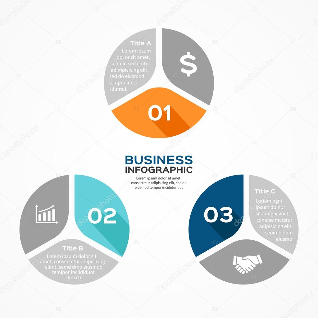 Vector circle infographic. Template for diagram, graph, presentation and chart. Business concept with 3 options, parts, steps or processes. Abstract background.