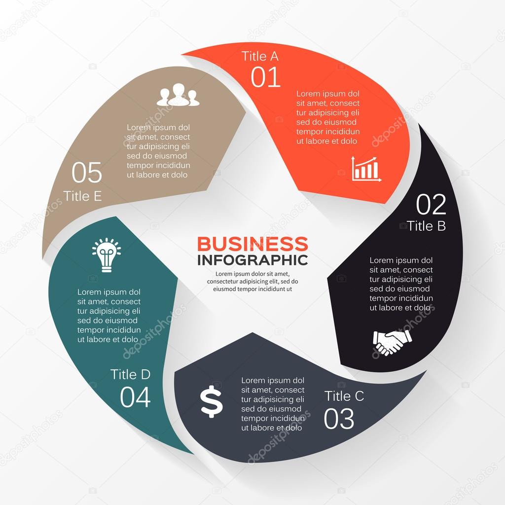 Vector circle star infographic. Template for diagram, graph, presentation and chart. Business concept with 5 options, parts, steps or processes. Abstract background.