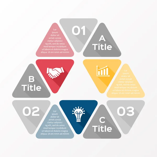 Infografía del triángulo vectorial. Plantilla para diagrama, gráfico, presentación y gráfico. Concepto de negocio con 3 opciones, partes, pasos o procesos. Fondo abstracto. — Archivo Imágenes Vectoriales