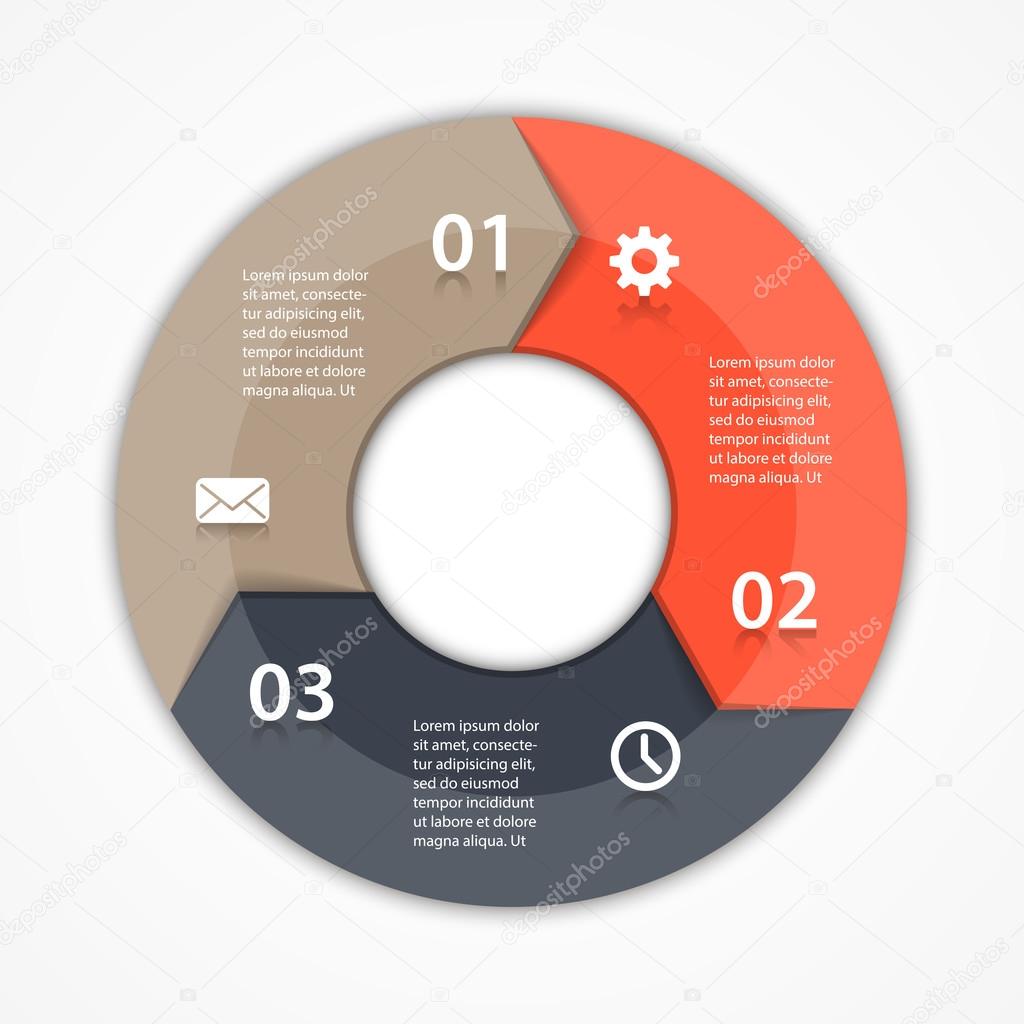 Vector circle arrows infographic. Template for diagram, graph, presentation and chart. Business concept with 3 options, parts, steps or processes. Abstract background.