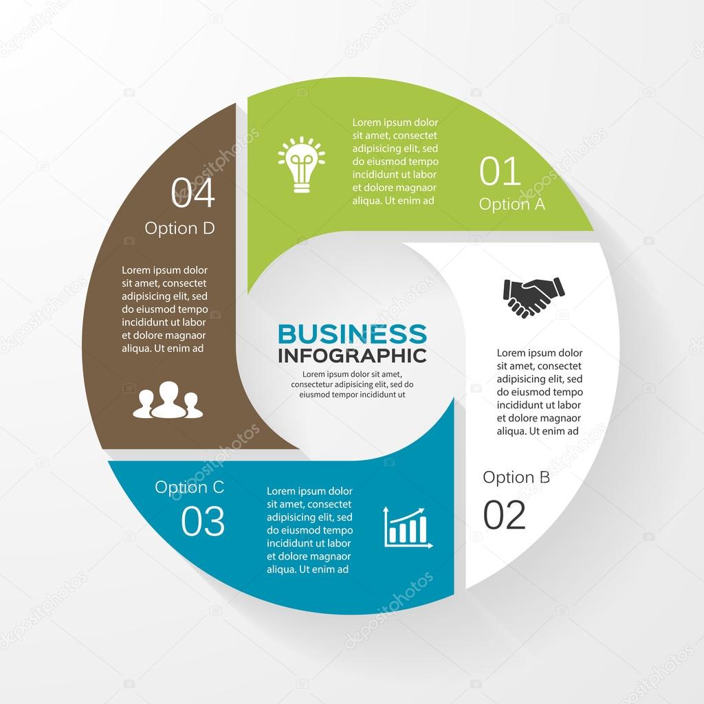 Vector circle infographic. Template for diagram, graph, presentation and chart. Business concept with 4 options, parts, steps or processes. Abstract background.