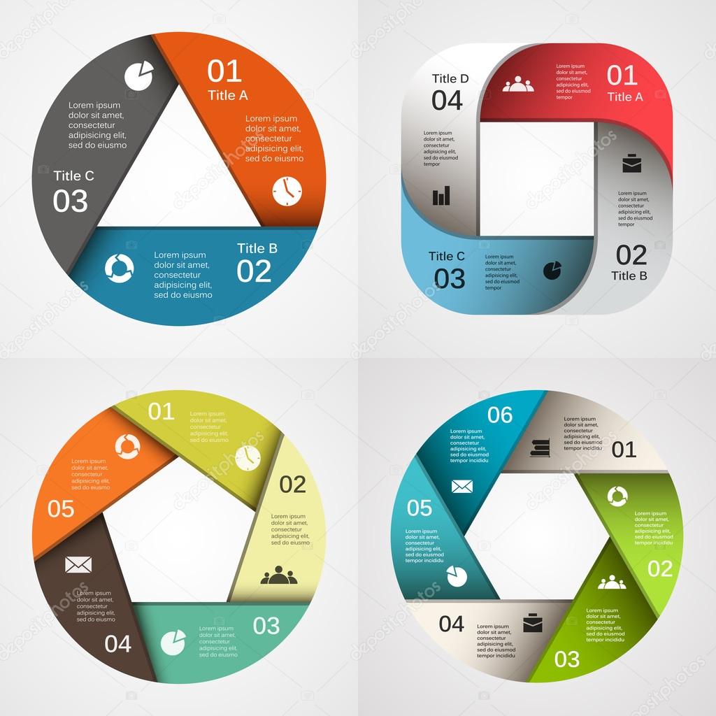 Vector circle infographic. Template for diagram, graph, presentation and chart. Business concept with 3, 4, 5, 6, options, parts, steps or processes. Abstract background.