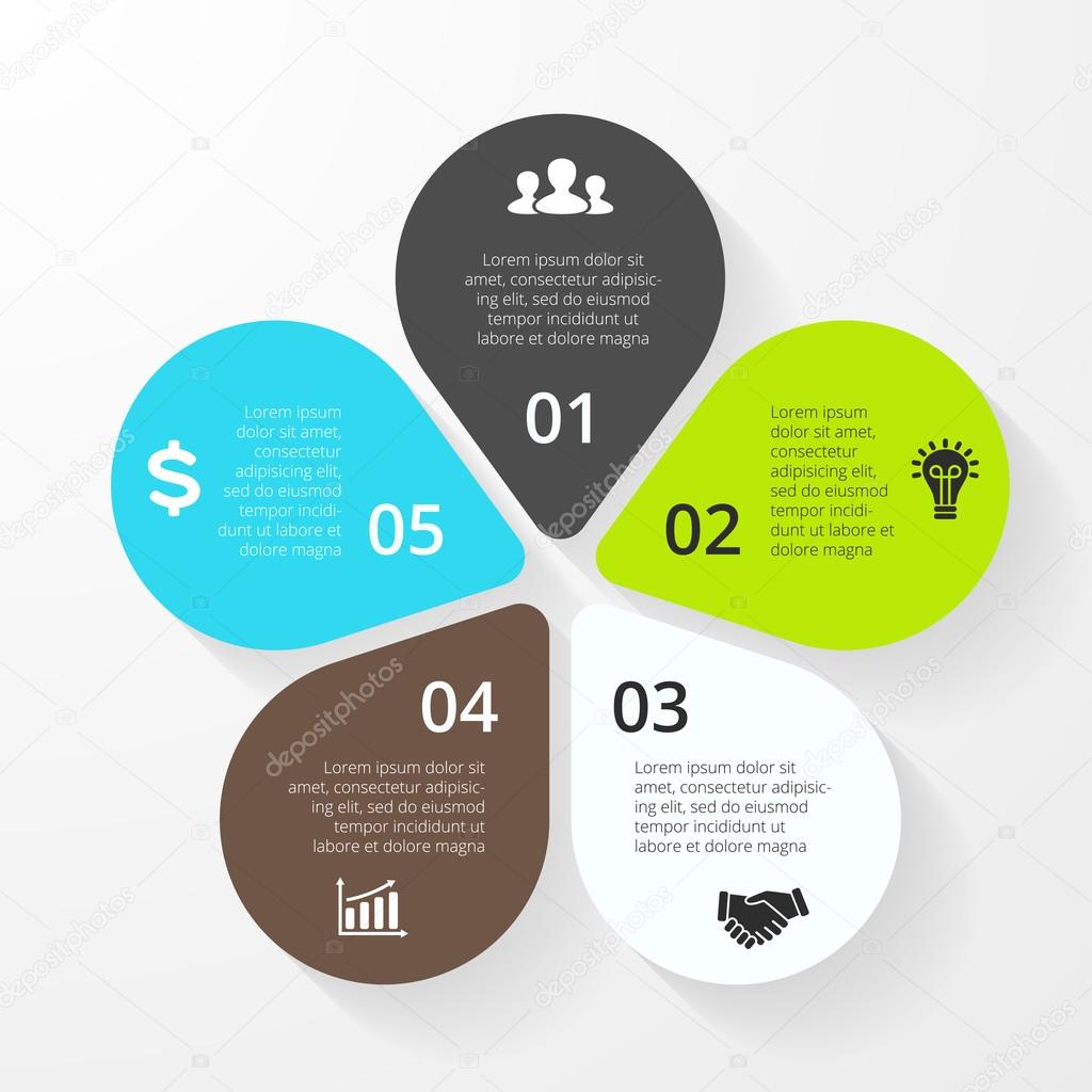 Vector circle infographic. Template for diagram, graph, presentation and chart. Business concept with 5 options, parts, steps or processes. Abstract background.