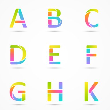 Logo harfleri a, b, c, d, e, f, g, h, k şirket vektör tasarım şablonları kümesi.