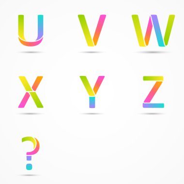 Logo harfleri u, v, w, x, y, z, soru şirket vektör tasarım şablonları kümesi.