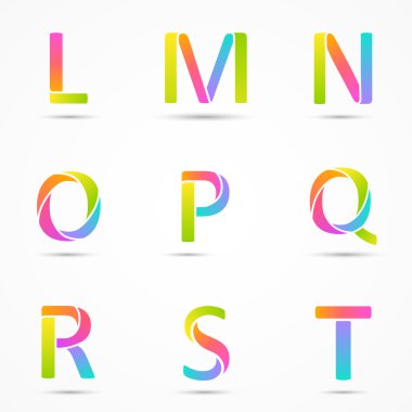 Logo harfleri l, m, n, o, p, q, r, s, t şirket vektör tasarım şablonları kümesi.