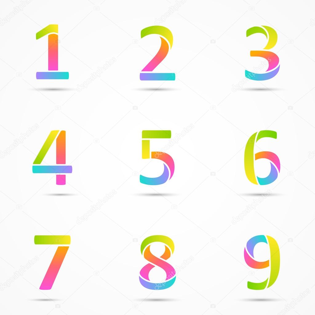Logo nummers 1, 2, 3, 4, 5, 6, 7, 8, 9 bedrijf vector ontwerpsjablonen