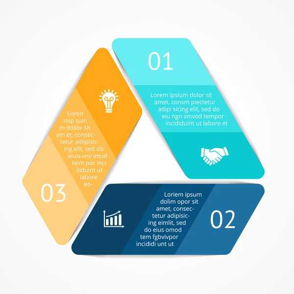 Infográfico do triângulo vetorial. Modelo para diagrama, gráfico, apresentação e gráfico. Conceito de negócio com 3 opções, peças, passos ou processos. Contexto abstrato. —  Vetores de Stock