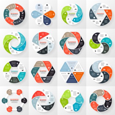 Vector circle infographics set. Template for diagram, graph, presentation and chart. Business concept with 6 options, parts, steps or processes. Abstract background.