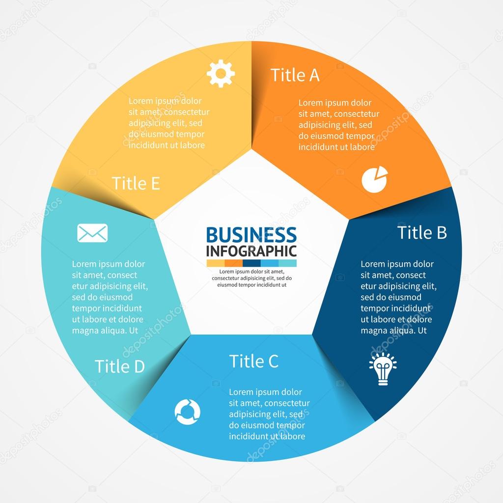 Vector circle infographic. Template for diagram, graph, presentation and chart. Business concept with 5 options, parts, steps or processes. Abstract background.