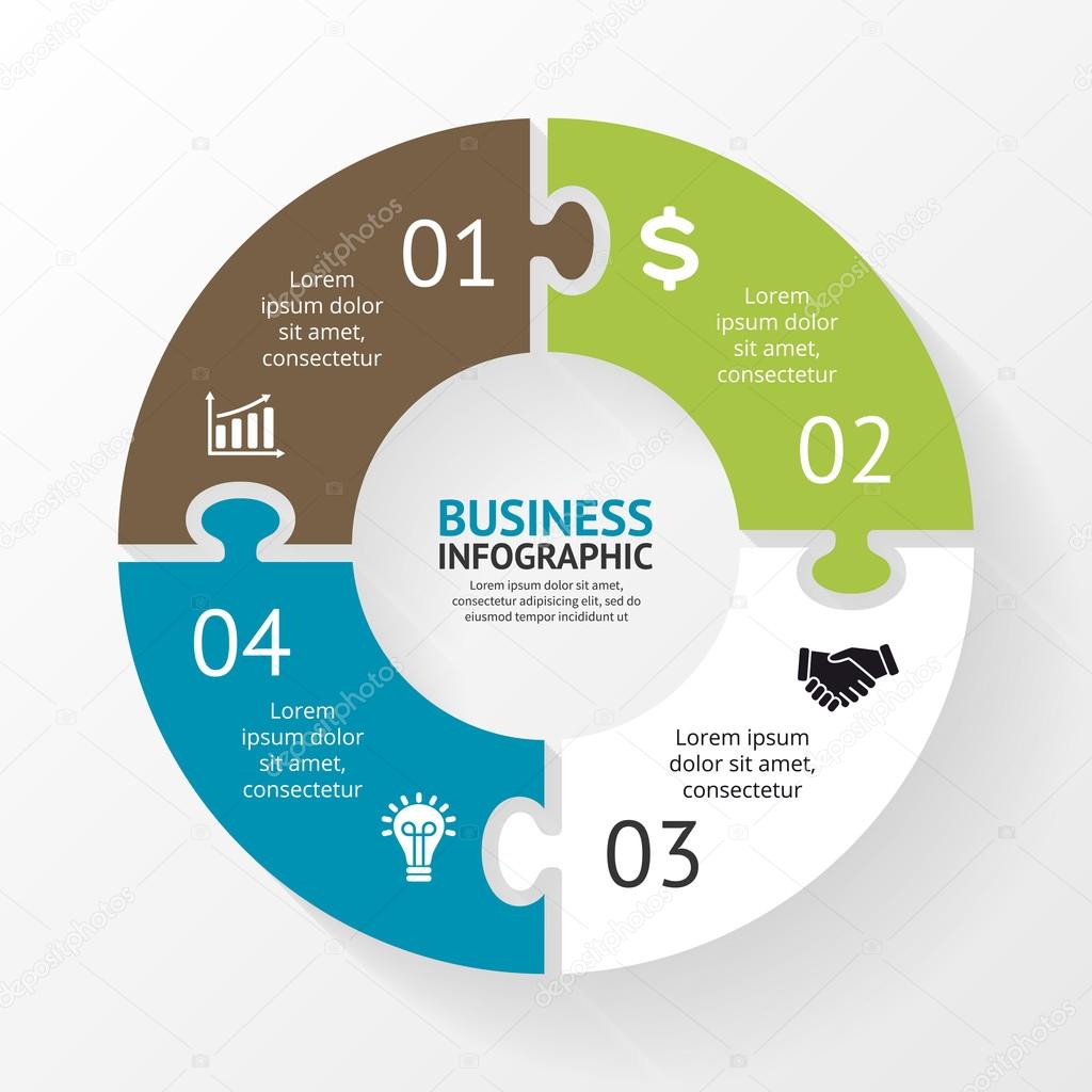 Vector circle puzzle, infographic. Template for diagram, graph, presentation and chart. Business concept with 4 options, parts, steps or processes. Abstract background.