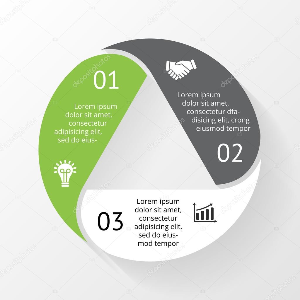 Vector circle triangle infographic. Template for diagram, graph, presentation and chart. Business concept with 3 options, parts, steps or processes. Abstract background.