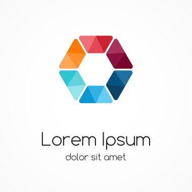 Renk logo şablonu. Altıgen öğesi, simgesi.