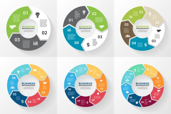 Daire okları Infographic, diyagram, seçenekleri.