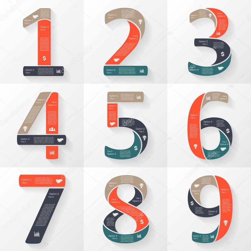 Vector numbers infographics, font diagrams.
