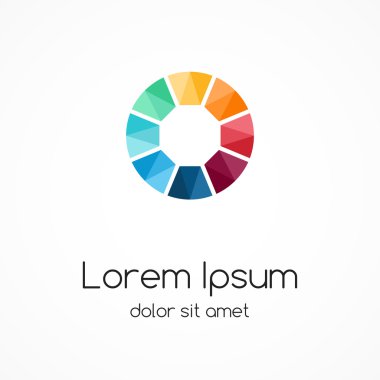 Logo şablonu. Soyut daire yaratıcı işaret, sembol ile 8 parça.