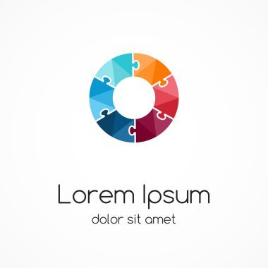 Logo bulmaca şablonu. Soyut daire yaratıcı işaret, sembol 6 taksimat ile.
