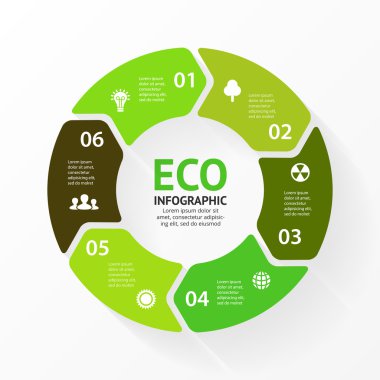 Vektör yeşil daire okları Eko Infographic.