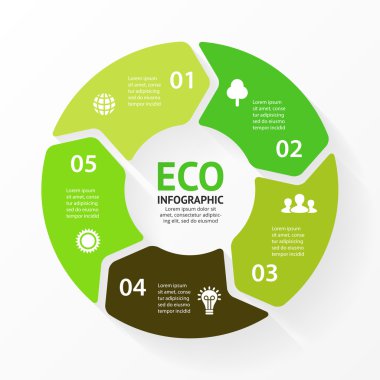 Vektör yeşil daire okları Eko Infographic.