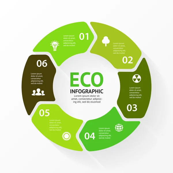 Vetor verde círculo setas eco infográfico . — Vetor de Stock