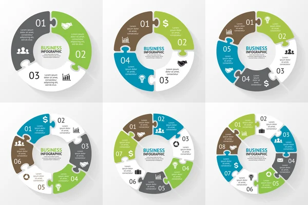 Infográfico de quebra-cabeça de círculo. Figura, apresentação . — Vetor de Stock