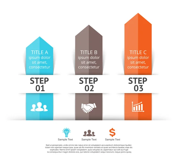 Vektorpfeile Infografik. 3 Schritte zum Erfolg. — Stockvektor