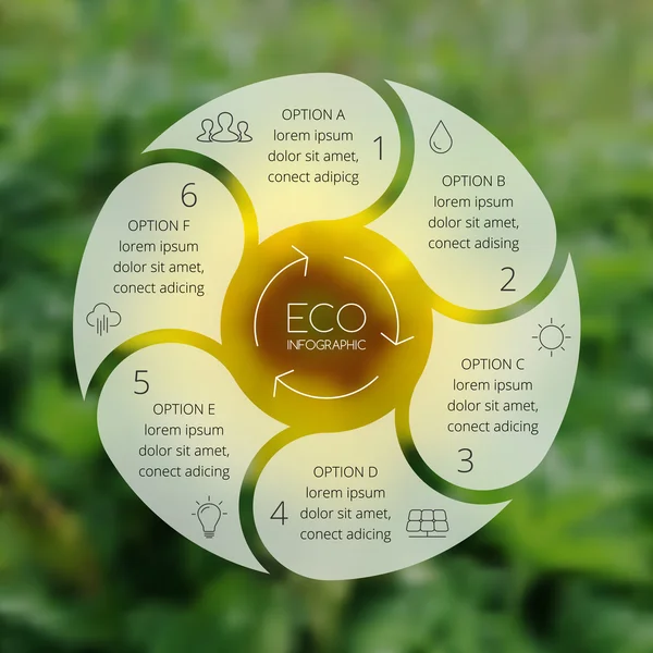 Crcle ekologi infographic. Natur oskärpa bakgrund. — Stock vektor