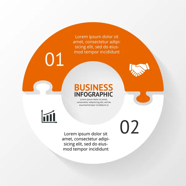 Vector cirkel puzzel infographic. Sjabloon voor cyclusdiagram-, grafiek-, presentatie- en ronde grafiek. Bedrijfsconcept met 2 opties, onderdelen, stappen of processen. Abstracte achtergrond. — Stockvector