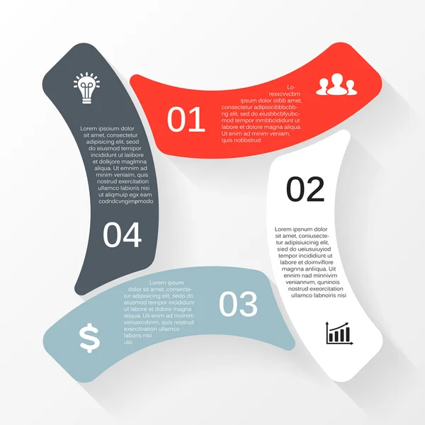 Infografica del ciclo vettoriale. Modello per diagramma, grafico, presentazione e grafico rotondo. Concetto aziendale con 4 opzioni, parti, fasi o processi. Sfondo astratto . — Vettoriale Stock