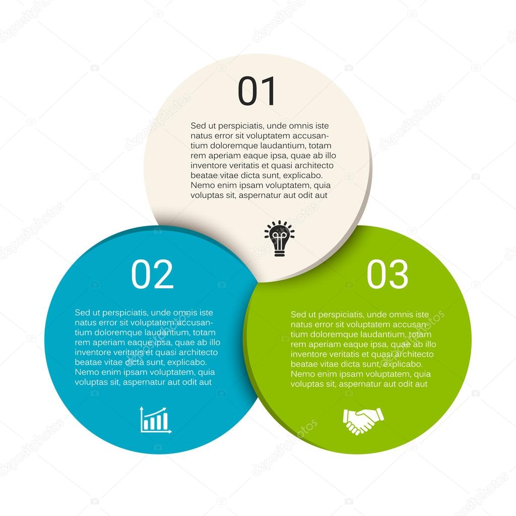 Vector circle infographic. Template for cycle diagram, graph, presentation and round chart. Business concept with 3 options, parts, steps or processes. Abstract background.