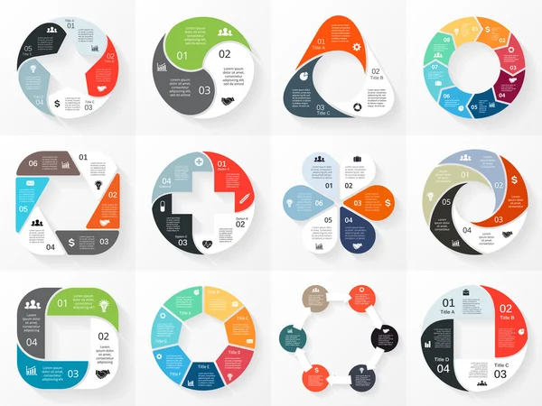 Conjunto de infográficos de setas de círculo . — Vetor de Stock