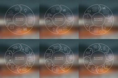 Daire doğrusal okları infographics seti