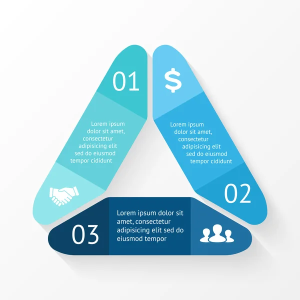 Vektor segitiga infografis. Templat untuk diagram siklus, grafik, presentasi dan grafik bulat. Konsep bisnis dengan 3 pilihan, bagian, langkah atau proses. Latar belakang abstrak . - Stok Vektor