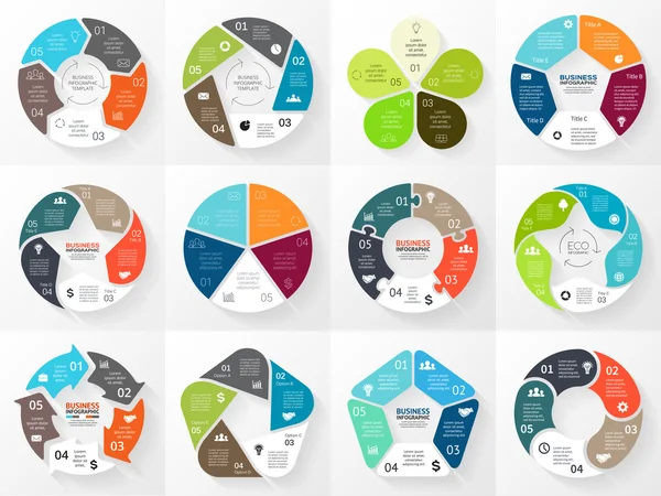 Vector cirkel pilar infographic. Mall för cykliskt diagram, diagram, presentation och runda diagram. Affärsidén med 5 lika alternativ, delar, steg eller processer. Abstrakt bakgrund. — Stock vektor